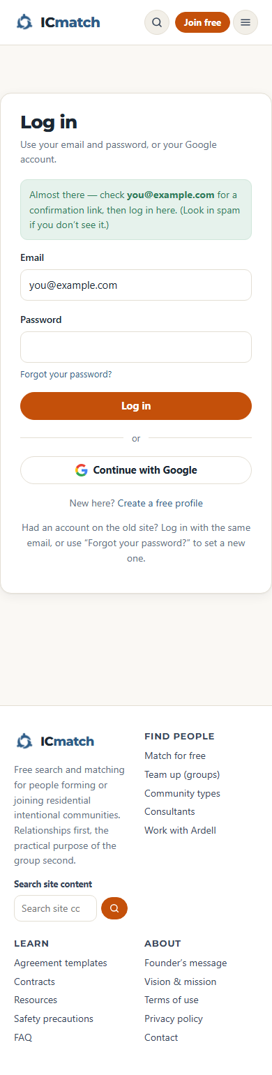 The check-your-email message